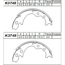 K3748 ASIMCO Комплект тормозных колодок
