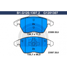 B1.G120-1307.2 GALFER Комплект тормозных колодок, дисковый тормоз