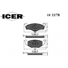 181178 ICER Комплект тормозных колодок, дисковый тормоз