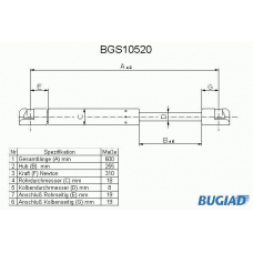 BGS10520 BUGIAD Газовая пружина, крышка багажник