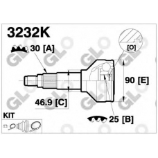 3232K GLO Шарнирный комплект, приводной вал