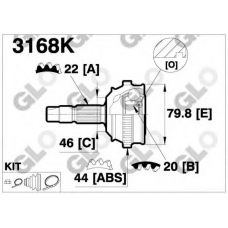 3168K GLO Шарнирный комплект, приводной вал