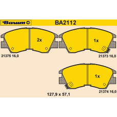 BA2112 BARUM Комплект тормозных колодок, дисковый тормоз