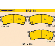 BA2118 BARUM Комплект тормозных колодок, дисковый тормоз