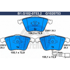 B1.G102-0753.2 GALFER Комплект тормозных колодок, дисковый тормоз