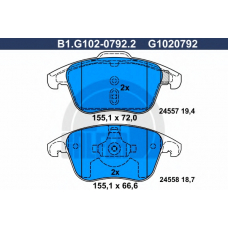 B1.G102-0792.2 GALFER Комплект тормозных колодок, дисковый тормоз