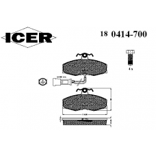 180414-700 ICER Комплект тормозных колодок, дисковый тормоз