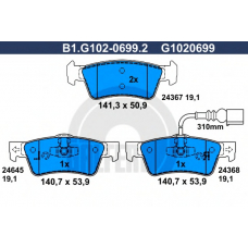 B1.G102-0699.2 GALFER Комплект тормозных колодок, дисковый тормоз