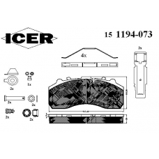 151194-073 ICER Комплект тормозных колодок, дисковый тормоз