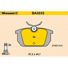 BA2035 BARUM Комплект тормозных колодок, дисковый тормоз