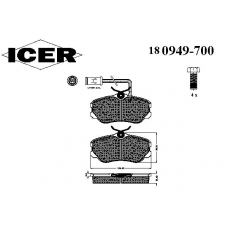 180949-700 ICER Комплект тормозных колодок, дисковый тормоз
