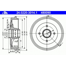 24.0220-3014.1 ATE Тормозной барабан