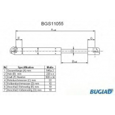 BGS11055 BUGIAD Газовая пружина, крышка багажник