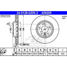24.0128-0205.2 ATE Тормозной диск