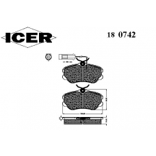 180742 ICER Комплект тормозных колодок, дисковый тормоз