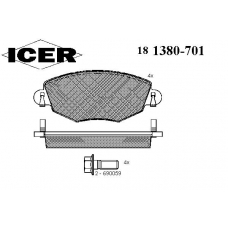 181380-701 ICER Комплект тормозных колодок, дисковый тормоз