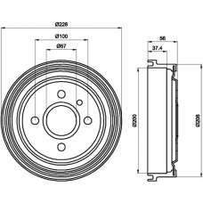 8DT 355 301-181 HELLA PAGID Тормозной барабан