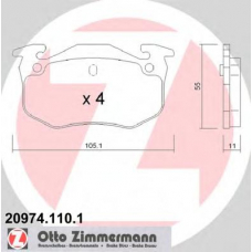 20974.110.1 ZIMMERMANN Комплект тормозных колодок, дисковый тормоз
