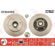 DF6045BS TRW Тормозной диск