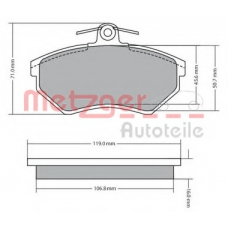 1170095 METZGER Комплект тормозных колодок, дисковый тормоз