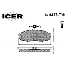 180413-700 ICER Комплект тормозных колодок, дисковый тормоз