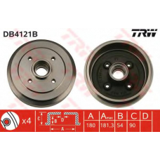 DB4121B TRW Тормозной барабан