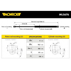 ML5676 MONROE Газовая пружина, капот