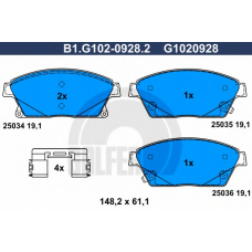 B1.G102-0928.2 GALFER Комплект тормозных колодок, дисковый тормоз