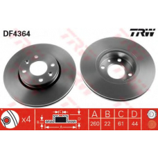 DF4364 TRW Тормозной диск