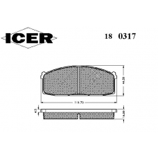 180317 ICER Комплект тормозных колодок, дисковый тормоз