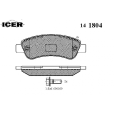 141804 ICER Комплект тормозных колодок, дисковый тормоз