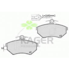 35-0412 KAGER Комплект тормозных колодок, дисковый тормоз