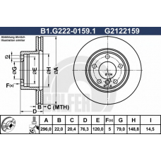 B1.G222-0159.1 GALFER Тормозной диск