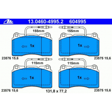 13.0460-4995.2 ATE Комплект тормозных колодок, дисковый тормоз