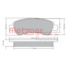 1170085 METZGER Комплект тормозных колодок, дисковый тормоз