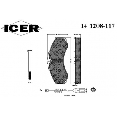141208-117 ICER Комплект тормозных колодок, дисковый тормоз