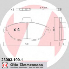 23003.190.1 ZIMMERMANN Комплект тормозных колодок, дисковый тормоз