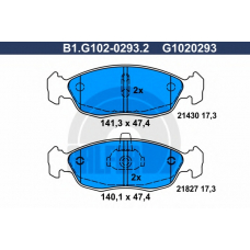 B1.G102-0293.2 GALFER Комплект тормозных колодок, дисковый тормоз