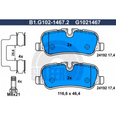 B1.G102-1467.2 GALFER Комплект тормозных колодок, дисковый тормоз