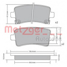 1170152 METZGER Комплект тормозных колодок, дисковый тормоз