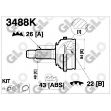 3488K GLO Шарнирный комплект, приводной вал