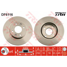 DF6116 TRW Тормозной диск