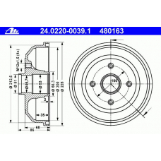 24.0220-0039.1 ATE Тормозной барабан