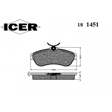 181451 ICER Комплект тормозных колодок, дисковый тормоз