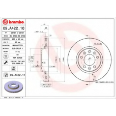 09.A422.10 BREMBO Тормозной диск