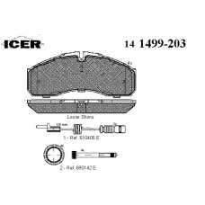 141499-203 ICER Комплект тормозных колодок, дисковый тормоз