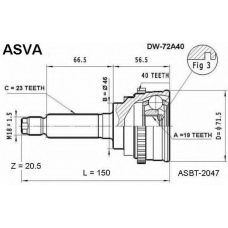 DW-72A40 ASVA Шарнирный комплект, приводной вал