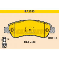 BA2265 BARUM Комплект тормозных колодок, дисковый тормоз