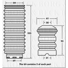 BPK7008 BORG & BECK Пылезащитный комплект, амортизатор