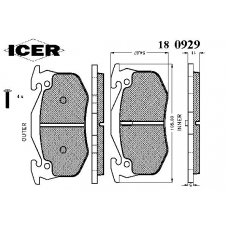 180929 ICER Комплект тормозных колодок, дисковый тормоз